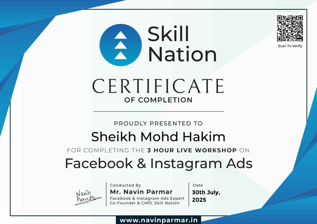 sheikh mohd hakim meta and instagram ads certificate