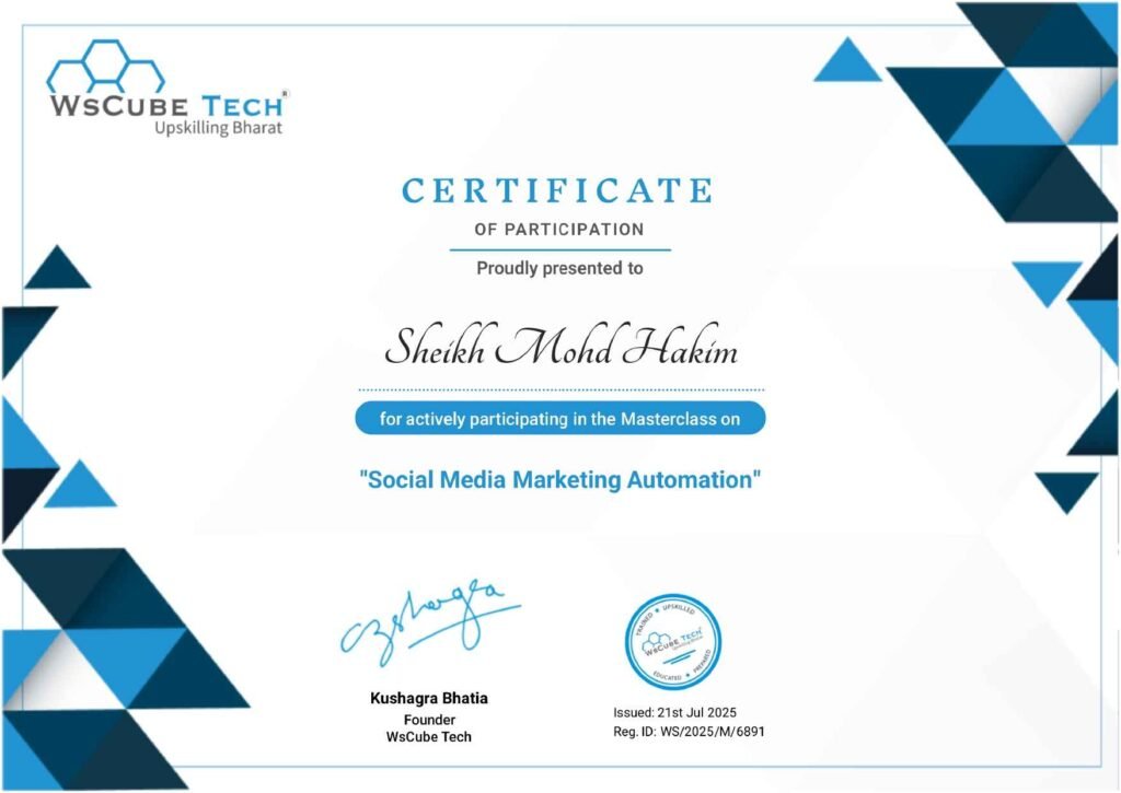 sheikh mohd hakim social media marketing automation certificate